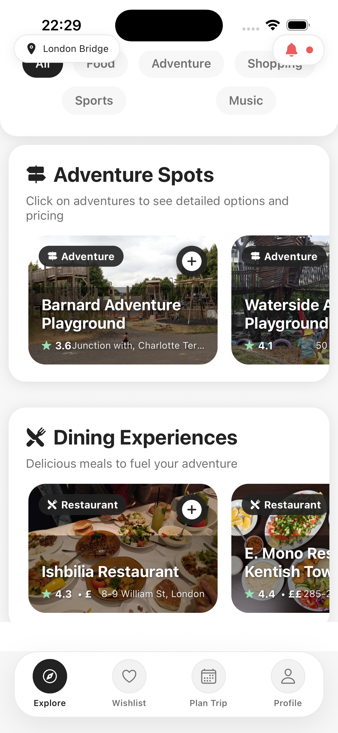 Tukwan app preview showing local experiences, dining and shopping